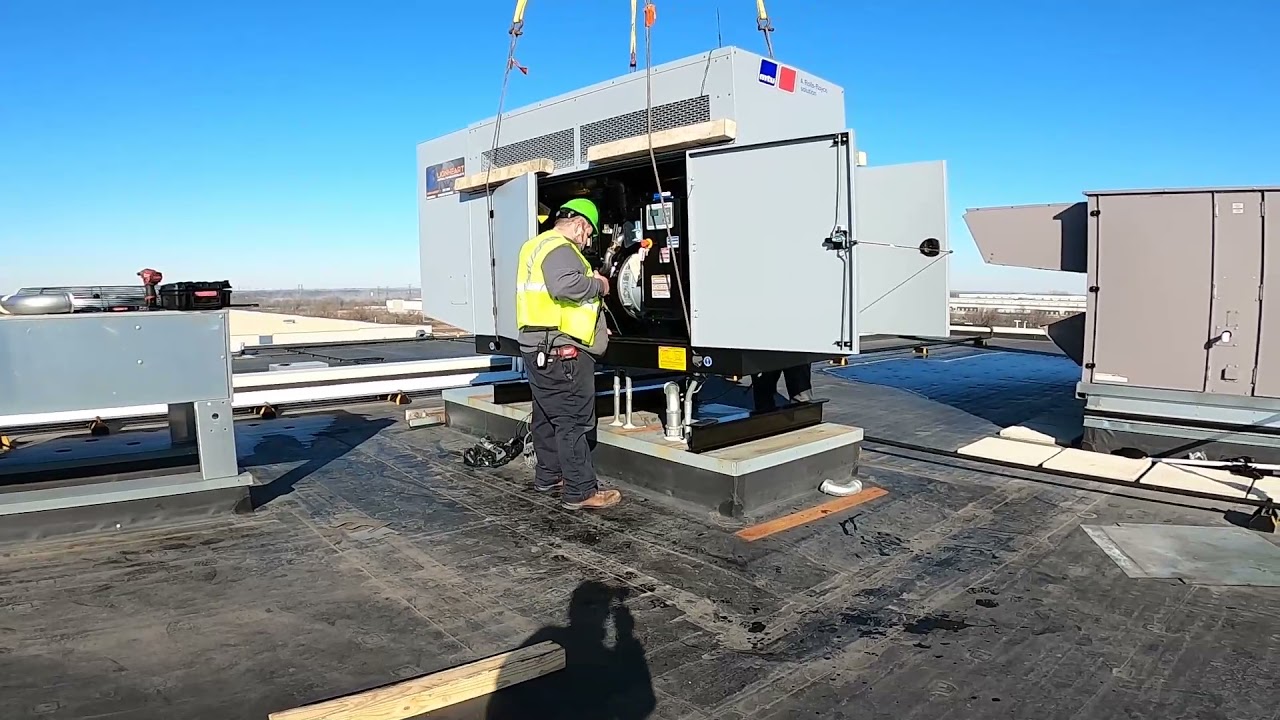 Industrial generator equipment on rooftop